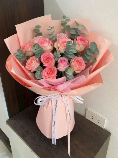 Bó hoa sinh nhật tone hồng rẻ Quận 8